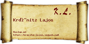 Kránitz Lajos névjegykártya